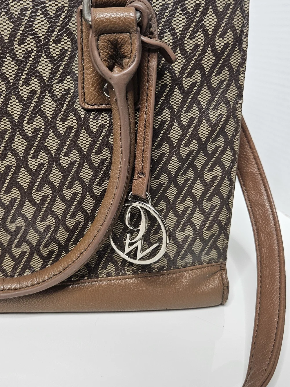 Nine West Brown Patterned Satchel Handbag